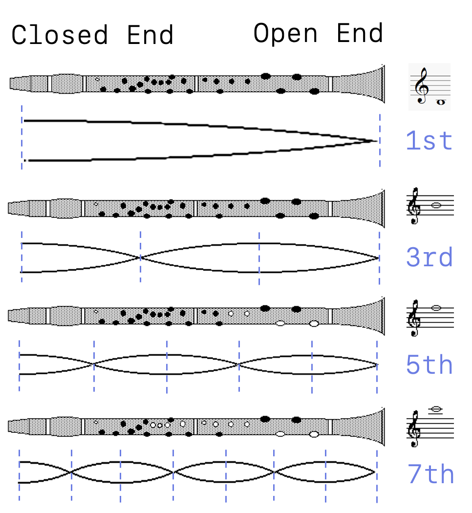 Clarinet closed-pipe resonance showing odd harmonics only