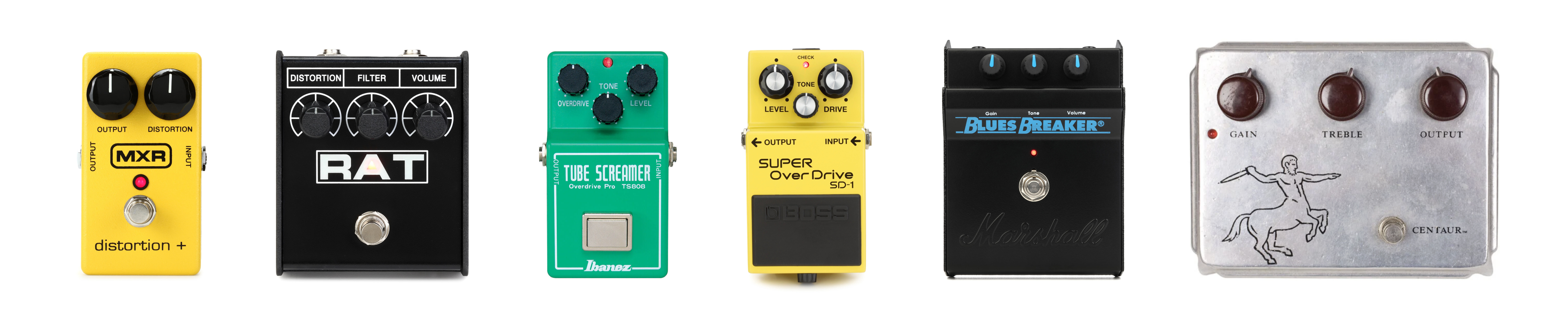 Six classic op-amp overdrive pedals