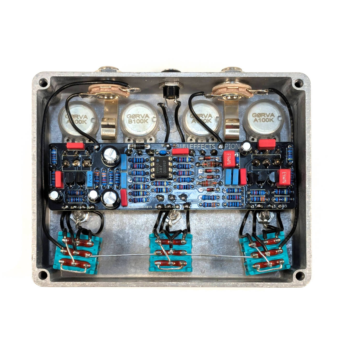 PION Fuzz + Overdrive + Boost internal components - NOS silicon transistors, germanium diodes, op amp